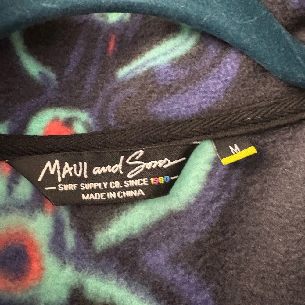 Vintage Maui and Sons Fleece Zip Jacket Abstract Print Size M